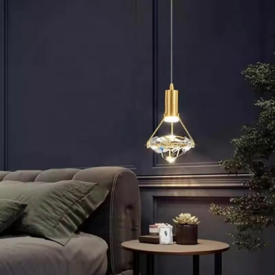 Nordic Luxury Modern Indoor Hotel Villa Restaurant Diamondshape Decorative Creative Crystal Pendant Light