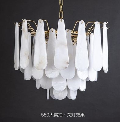 Restaurant Home Decor Alabaster Chandelier Luminaire Modern Luxury Brass Hanging Pendant Light