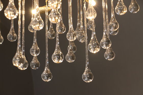 Unique Design Art Indoor Deco Luxury Custom Raindrop Gold Copper Tree Hotel Dining Room Hanging Pendant Lamp Chandelier