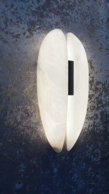 Natural Alabaster Stone 5-Light Cluster Pendant Lamp with Brushed Gold Brass Finish