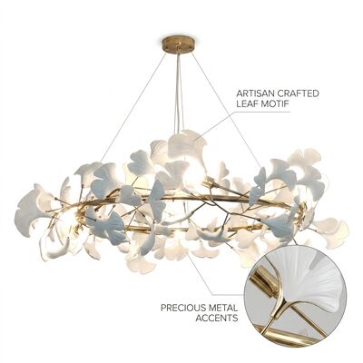 Custom Handcrafted Crystal Palm Leaf Chandelier Pendant Light Luxury Gold Plated Hanging Lamp for Villa Dining Hall