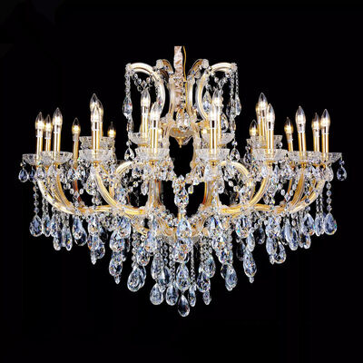 Custom Luxury Crystal Candlestick Chandelier Gold Frame E14 LED for Museums Historic Buildings