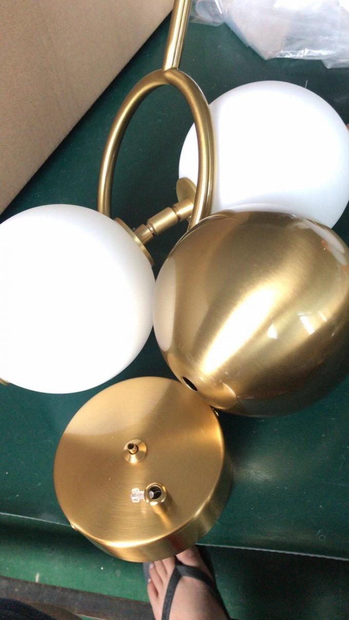 モダン ゴールデン チェンデリア 家装 寝室 リビング LED リング ガラス パール 吊り灯 5