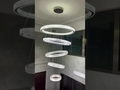 現代のカスタマイズされたペンダントライト LEDクリスタルリングチェンデリア