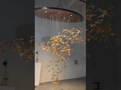 手作り ミュラノ グラス 照明 室内 ライト メイプル 葉 シャンデリー