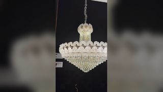 豪華なフューシャガラスプリズムエンパイアシャンデリアレストランテーブルデコレーション大型ペンダントライト