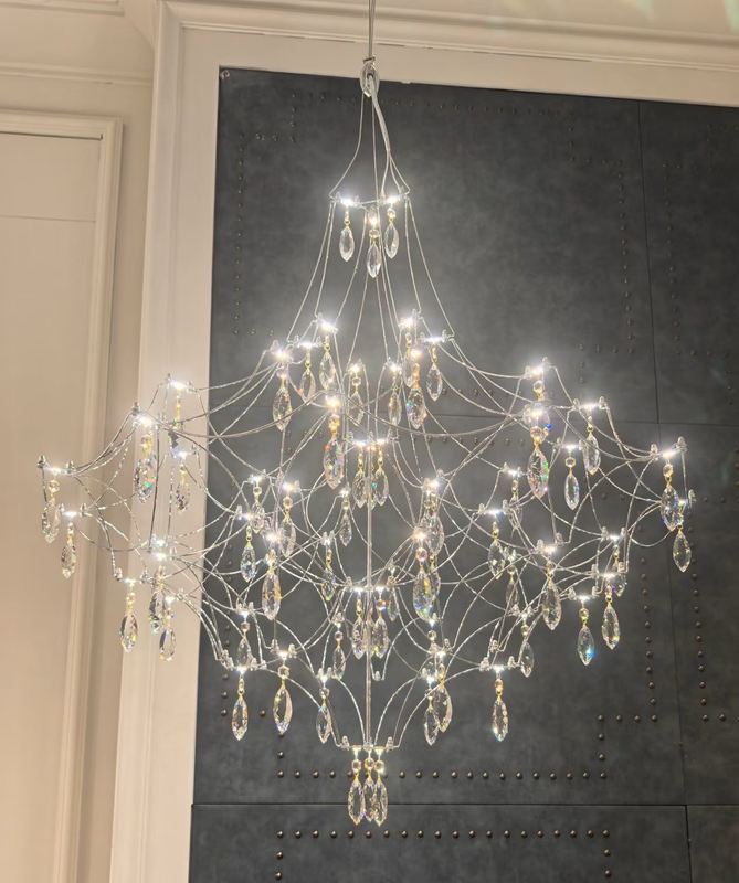 Steel Wire Net Star LED Chandelier Luxury Starry Sky Modern Creative Glowworm Round Nordic Chandelier