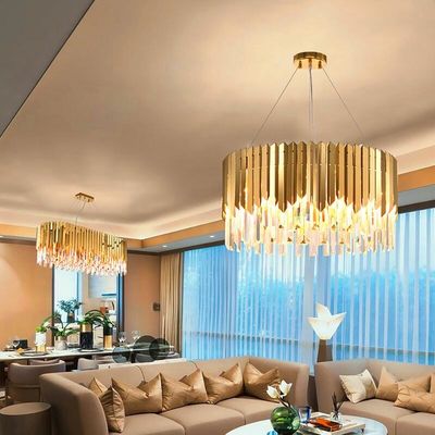 4000K 5000Kの大きく贅沢な金の現代水晶シャンデリアの高い半透明