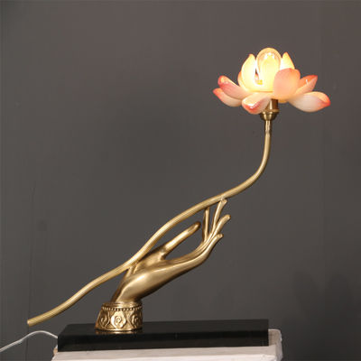 電気白いガラスLEDの世帯の卓上スタンドのはすの花は110Vを形づける