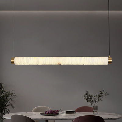 現代的なミニマリストデザイナー クリエイティブな長い円筒 天然アラバスターの吊り灯 高級 LED レストランバーの装飾 アラバスター灯