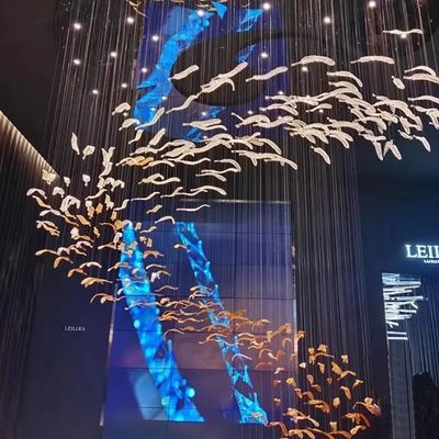 プロジェクト カスタム ホテル ロビー ヴィラ モール 階段 吊り 手吹きガラス 羽根葉 Led 吊り灯