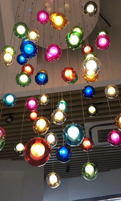 階段 長いガラスボール 吊り灯 LED 天井照明 クリエイティブホーム照明 モダン・チェンデリア