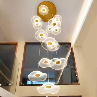 モダン ロータス リーフ デザイン LED 天井 アクリル ライト 階段 高級 家庭 装飾 照明 チェンダリア