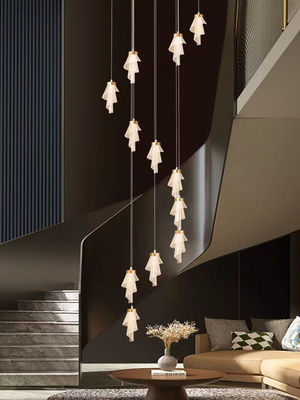 モダン リビング ヴィラ 旋回アクリル階段灯 Led アート 花 アクリルチェンダリア オーダーメイド ゴールド 高級 ホテル 階段 飾り付け灯