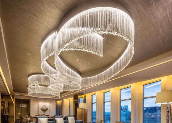 オーダーメイド 豪華ホテル プロジェクト バンケットホール レストラン ロビー 水晶棒 LED 天井チェンダリア