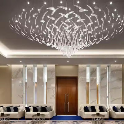 ノルディック様式 カスタム ホテル ロビー ビラ バンケットホール LED クリスタル チェンダリア ペンダント ライト ステンレス グラス ルックス 部屋