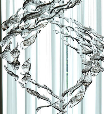 クリエイティブホテルロビーヴィラ宴会場エンジニアリングクリスタルカスタムランプ装飾スパイラルガラスリーフアクセサリー