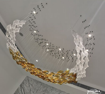 カスタムヨーロピアンスタイルアンバーガラス落葉リビングルーム美的装飾シーリングランプ