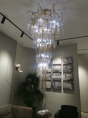 高級クリスタルシャンデリア大階段ホワイエ照明特大カスケードドロップ高天井サスペンション器具