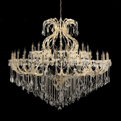Glass Curved Arm Crystal Candle Chandelier LED E14 Pendant For Porch Study Exhibition Hall